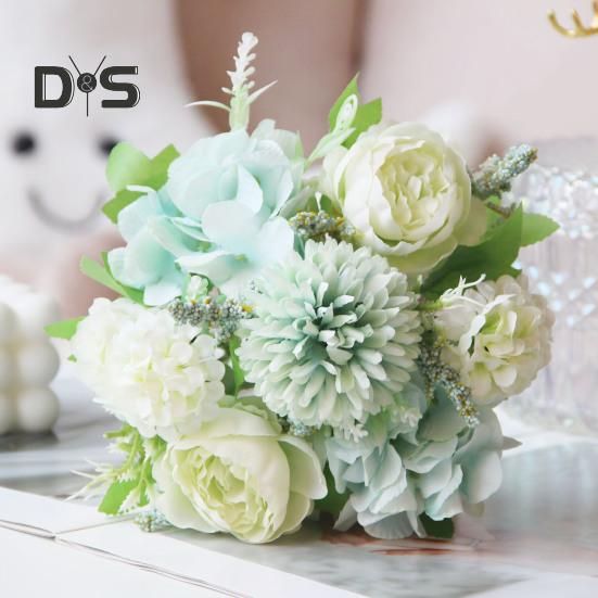 Artificial Flowers Fake Peonies Bouquet Mixed Faux Silk Flowers Artificial Blooms Bunch for Table Centerpiece Wedding Party Decor