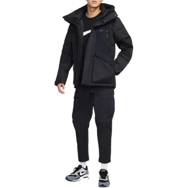 Nike Down Jackets Men`s Black Hooded
