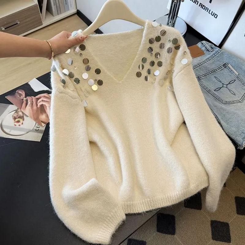 Sweater for Women Autumn Winter  Pullover Warm Knitted Stretchy Long Sleeve Oversize Jumper Tops