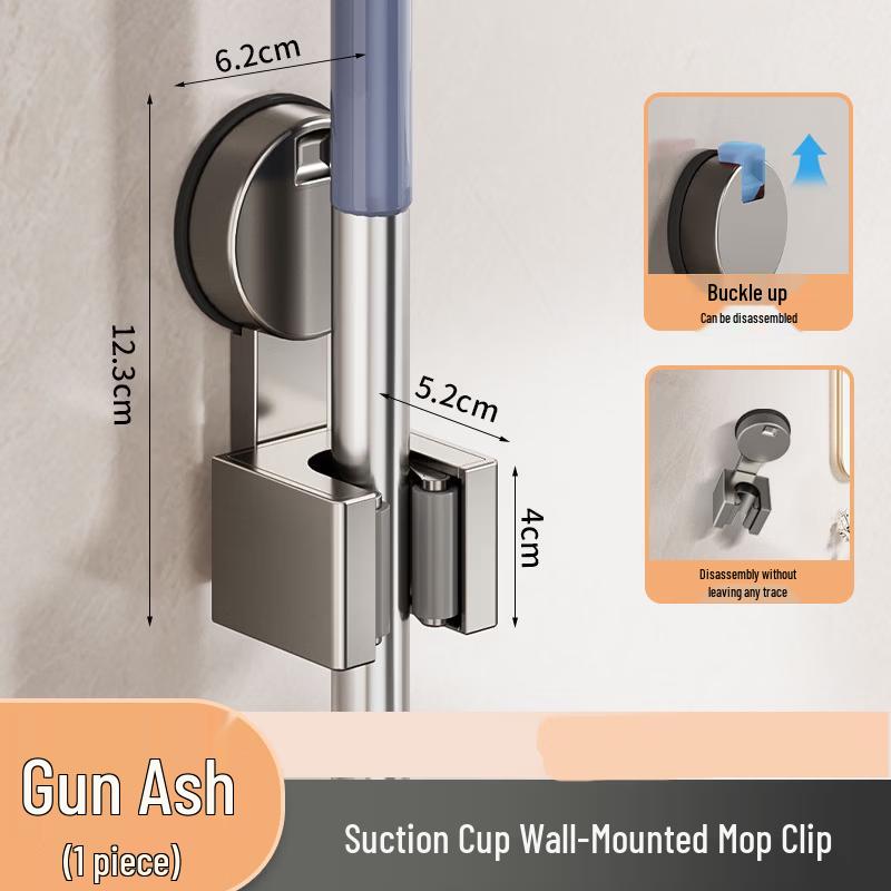 YIXI Adhesive Wall-Mounted Mop Holder 2-Pack
