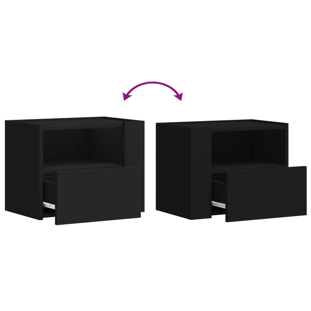 Wall Mounted Nightstand Black 45x30x35 Cm