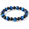 Natural Stone Power Stone Bracelet, Firefly Glass, Onyx, Men's and Women's Accessory, Inner Diameter Approx. 17.5cm