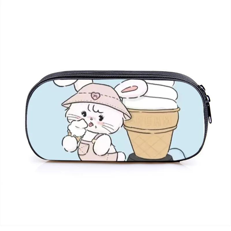 Mikko Pencil Bag Anime Pencil Cases Canvas Kawaii Stationery Box Children's Office Student School Supplies Stationary