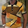 Geometrisches Patchwork-Muster Polo-Shirt für Herren Bunte 3D-Bedruckte T-Shirts Sommerlich Lässig Oversized Kragen Kurzarm Streetwear Tops
