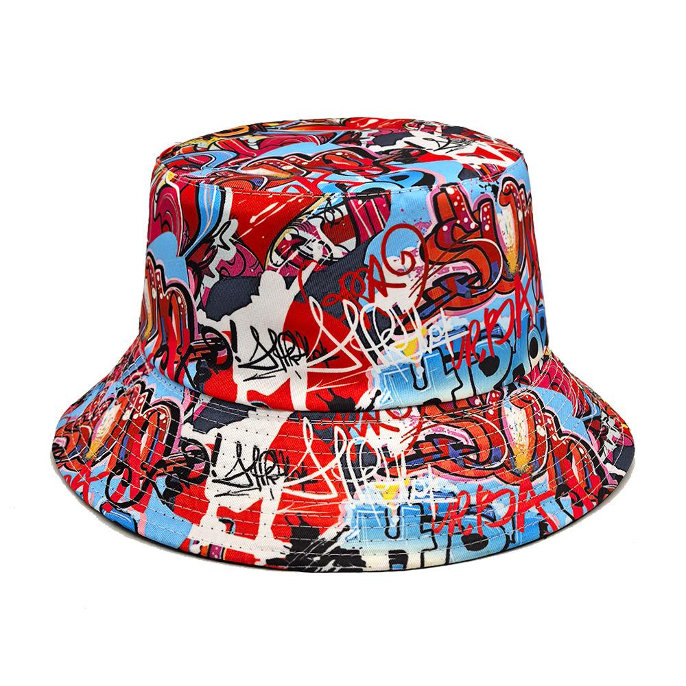 Graffiti Eimerhut für Herren Damen, Hip Hop Street Style Fischerhut Unisex, Sommer Outdoor Reise Strand Sonnenschutz Panama