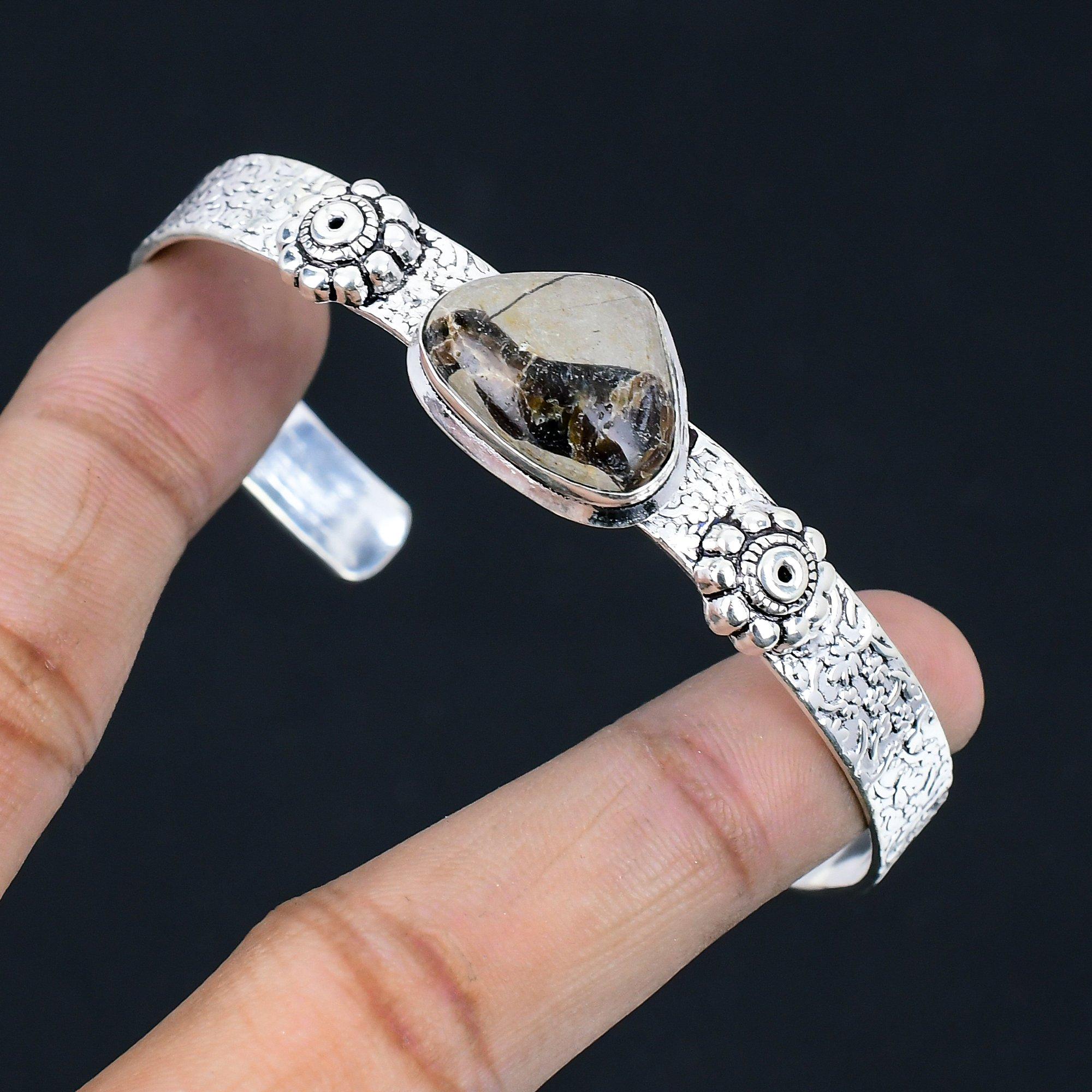 

Натуральный септарий браслет-манжета регулируемый серебро 925 пробы индийские украшения Adjustable