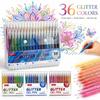 Colorful Glitter Gel Pens 12/36pcs Set 0.8mm Fine Point Vibrant Sparkle Highlighter Liner Stackable Shimmer Pattern