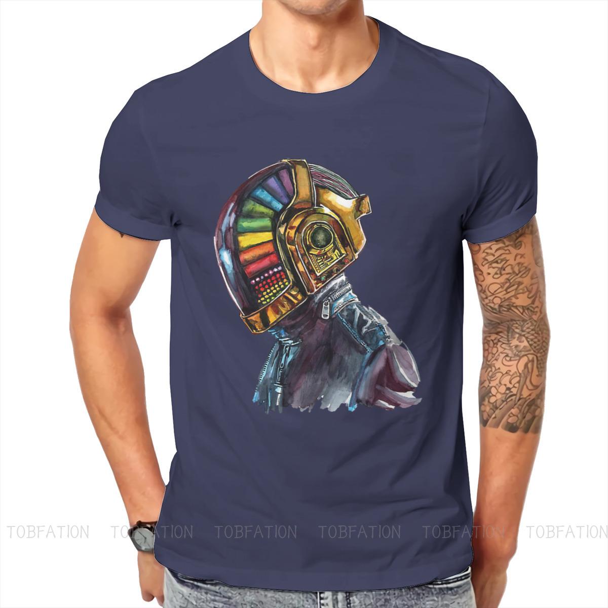 

ZX Rainbow Helmet Daft Punk Electronic Music Band T Shirt Graphic Crewneck TShirt Top sell Harajuku Mens Streetwear 4XL