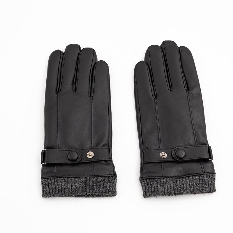 

Мужские перчатки из натуральной кожи с верхним слоем из овчины для тепла, сенсорные для езды на велосипеде, флисовые и утолщенные, осенне-зимние XL code