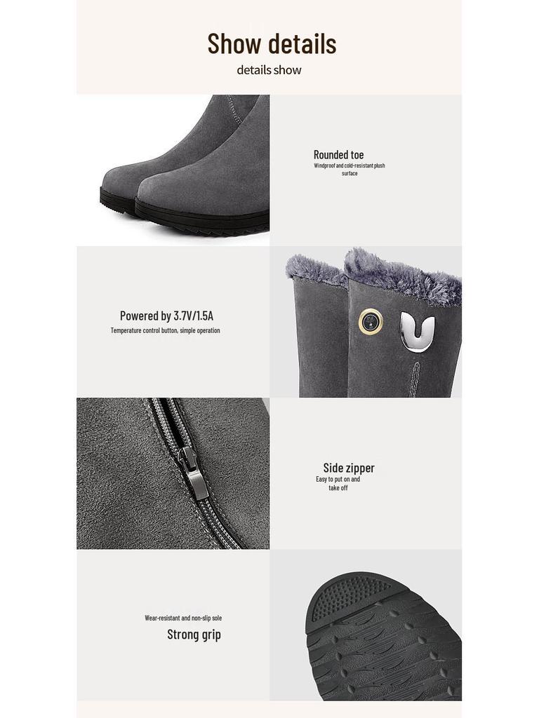 Botas de Nieve Eléctricas Calentadas: Zapatos Listos para el Invierno, Cálidos, Engrosados, Anti-Congelación para Uso en Exteriores y en Casa