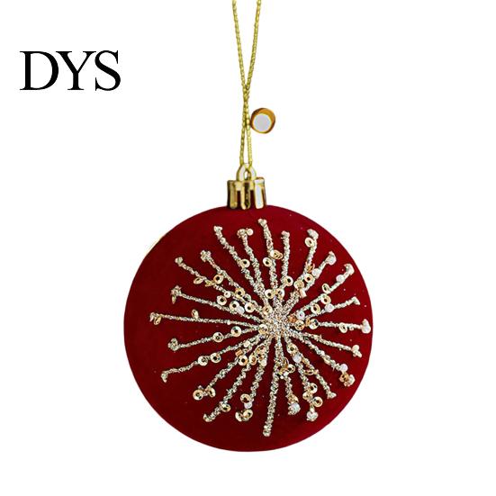 Luxury Holiday Tree Decorations Burgundy Velvet Christmas Ball Ornaments, 3.15 Inch Glitter Flocked Decorative Hanging Balls Decoration, Plastic