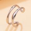 Women's Elegant Double Row Stainless Steel Geometric Open Ring