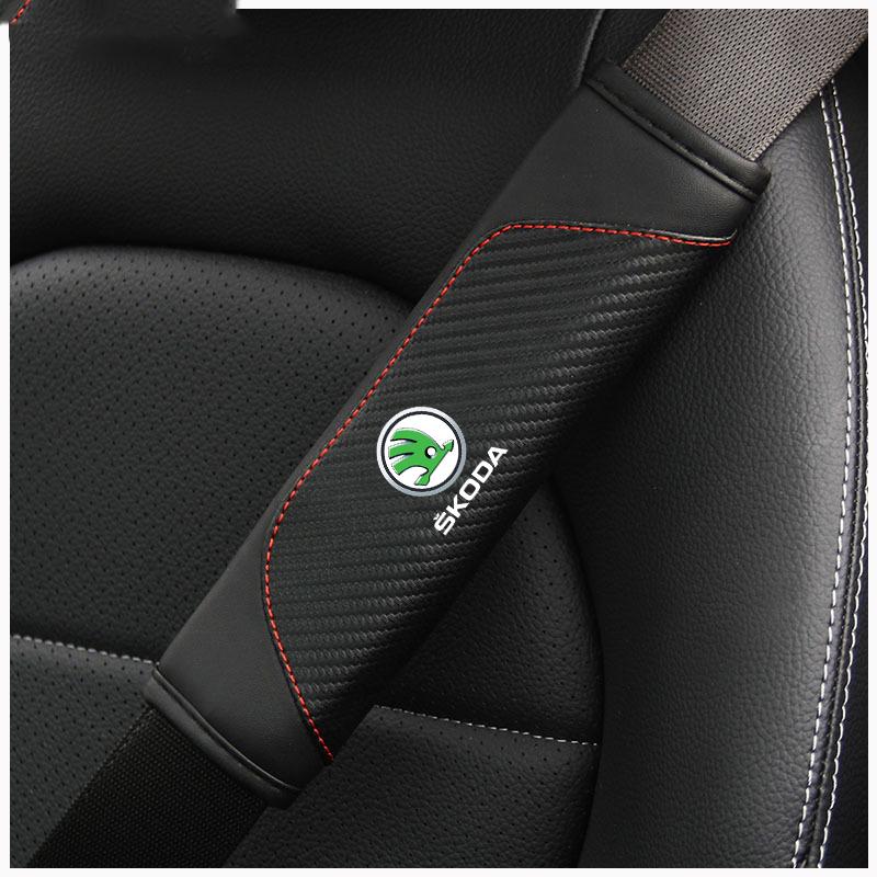 ZPMG6 2PCS Car Seat Belt Safety Belt Shoulder Protector Cover For Skoda Octavia Fabia Kamiq Kapoq Kodiaq Rapid SCALA Auto Accessories