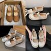 Mary Jane Flat Shoes For Women Summer Pu Slipon Ballet Flat With Padded Sole
