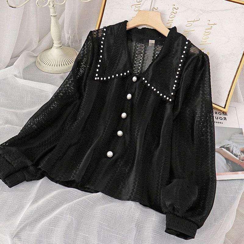 2025 Autumn Trendy White Peter Pan Collar Fairy Blouse for Women