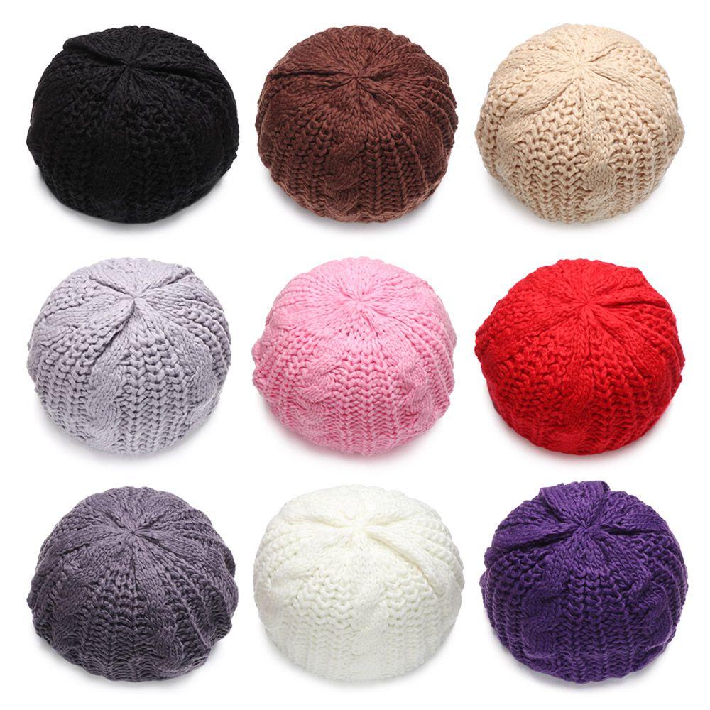 Women Girl Ribbed Vintage Elegant Beret Hat French Artist Cap Painter Hat Knitted Cap