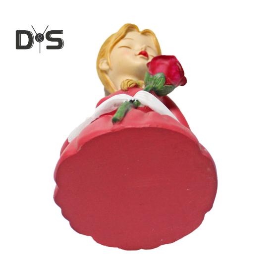 Statuetta di Ragazza che Tiene Rose in Resina Lavorata a Mano Ragazze Fiore Statua da Tavolo per Casa Ufficio Centrotavola