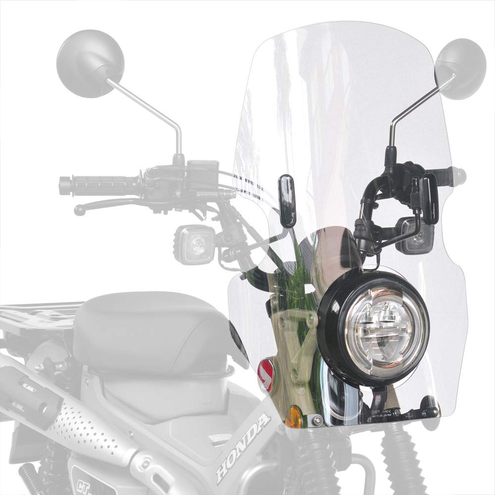 Asahi Windshield Long Polycarbonate in for CT125 Hunter Cub (AF ASAHI) Windscreen, Resin/Made Japan, Clear, CT-03L, (2BJ-JA55/'20-)