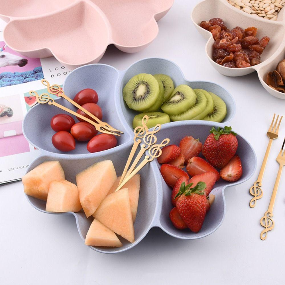 Four Leaf Clover Shape Appetizer Serving Platter 4-Compartment Snacks Serving Dish Fruit