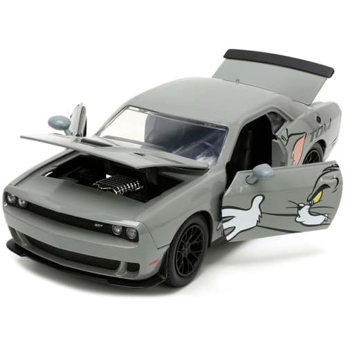 JADA TOYS 1/24 Scale Tom and Jerry Figure & Dodge Challenger Hellcat Hollywood Ride TOM & JERRY 33722