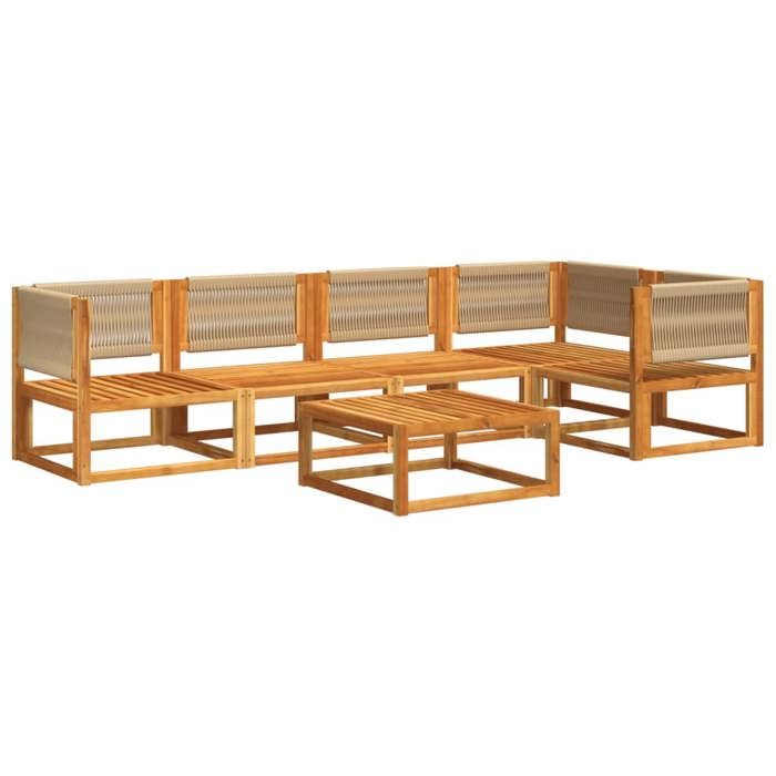 VidaXL 6-Piece Garden Sofa Set with Cushions In Acacia Wood and Rope 3278852