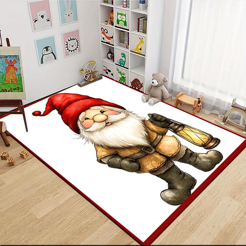 1Pc Christmas Gnome Parade Carpet Rug Soft Washable Antislip Home Living Room Sofa Mats Personalized Christmas Rug