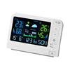 תחנת מזג אוויר רב-תכליתית ניידת, צג LCD צבעוני, מד טמפרטורה ולחות פנים/חוץ, שעון מעורר לשולחן