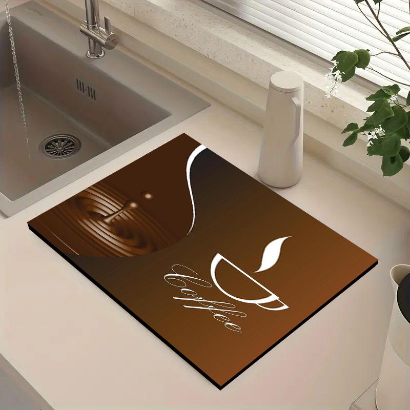 

1 шт. Резиновый коврик для сушки с кофейным рисунком для кофейни, ресторана, кухни, ковер, коврик для стола, коврик для домашних животных, кофейная посуда 30cmX40cm