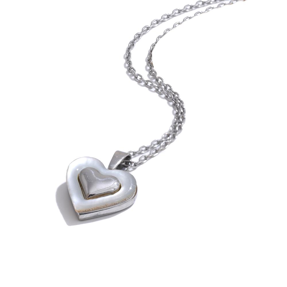 

Yhpup Valentine s Day Gift Shell Heart Love Chic Pendant Necklace for Women Stainless Steel Exquisite Collar Jewelry