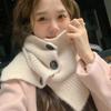 Korean Style Button Scarf Women Autumn And Winter Retro Warm Neck Collar Knitted Shawl Dual-Purpose Cold-Proof Scarf