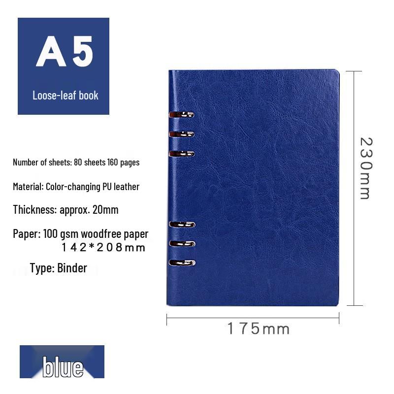Custom A5 PU Leather Loose-Leaf Notebook for Office Meetings