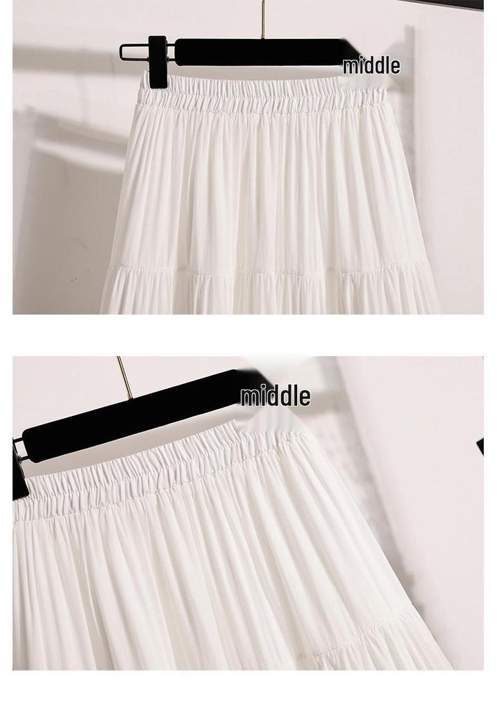 Elegant Plus Size Lace Patchwork Mid-Length Autumn Skirt