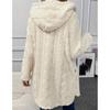 Hooded Solid Color Cardigan Button Up Long Sleeved Casual Fleece Jacket