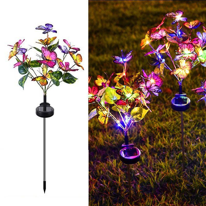 

Садовый светильник-бабочка на солнечной батарее, лампа-колышек, газонный светильник, праздничное рождественское свадебное украшение, садовая гирлянда