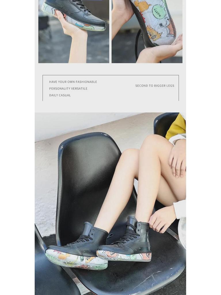 Trendy Waterproof Rain Boots for Women & Couples – Casual, Sporty Rubber Shoes for Work or Leisure