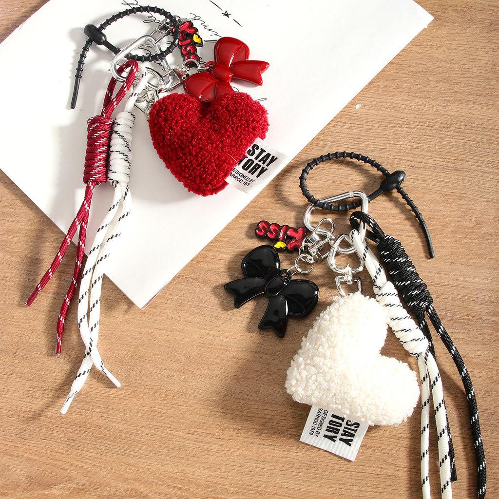 Fashion Heart Butterfly Knot Keychain With Handmade Woven Cord For Office Use