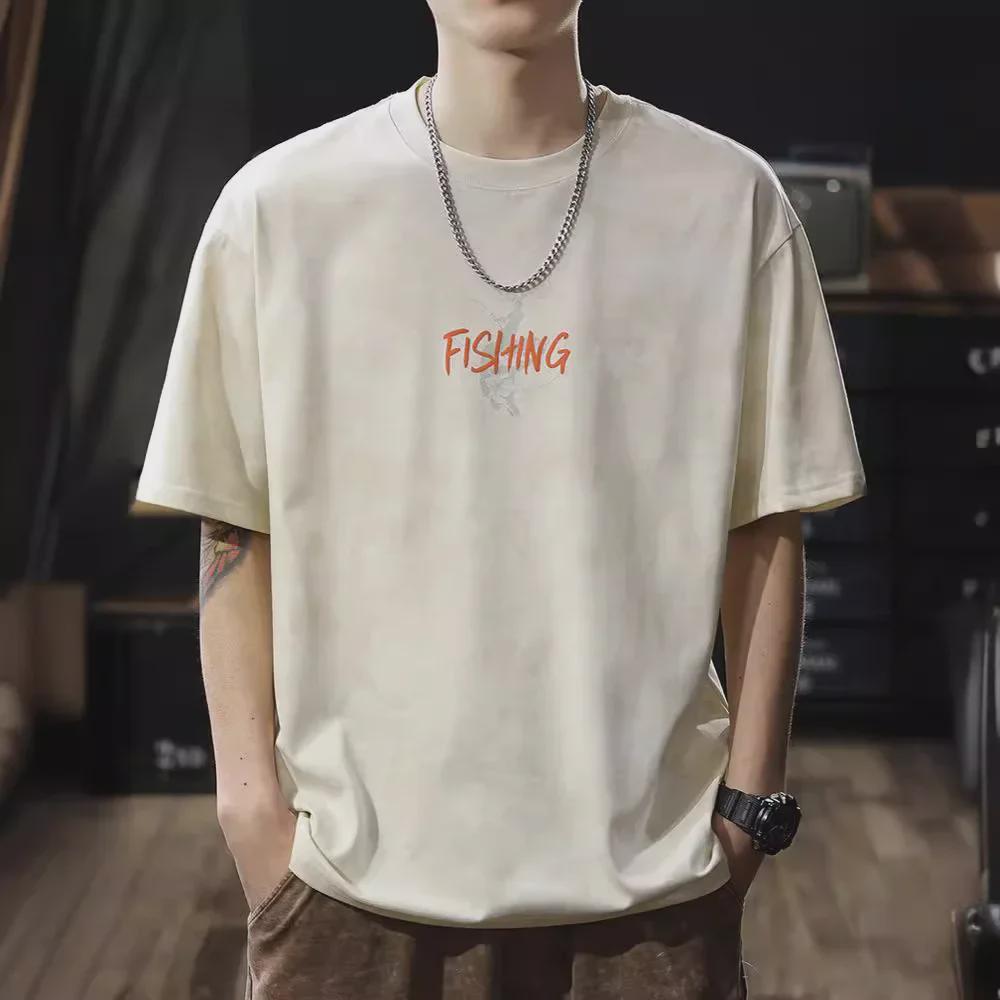 230g Heavyweight Vintage Washed Men's Retro Short-Sleeve T-Shirt - American Style, Trendy and Loose Fit for Summer