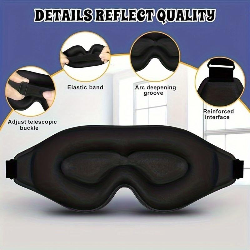 3D Deep Contour Sleep Mask Compatible for S - Soft -Blocking Eye with Adjustable Strap - 100% Darkness for Sleep