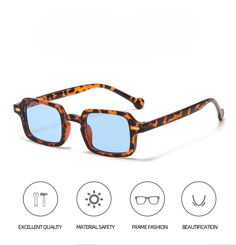 Fashion Square Sunglasses Women Retro Rivets Decoration Gradient Shades UV400 Men Leopard Blue Sun Glasses