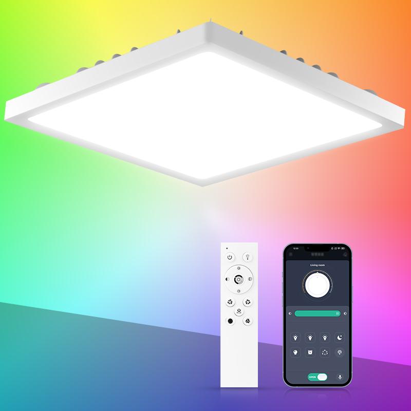Dimbare LED-taklamper Moderne panellys med bakgrunnsbelysning Fjernkontroll 220V taklampe for hjemmebelysning