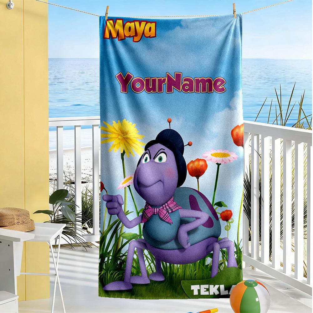 Biene Maja Personalized Text Beach Towel High Absorbency & Quick-Dry Perfect for Traveling Yoga Camping and Swimming