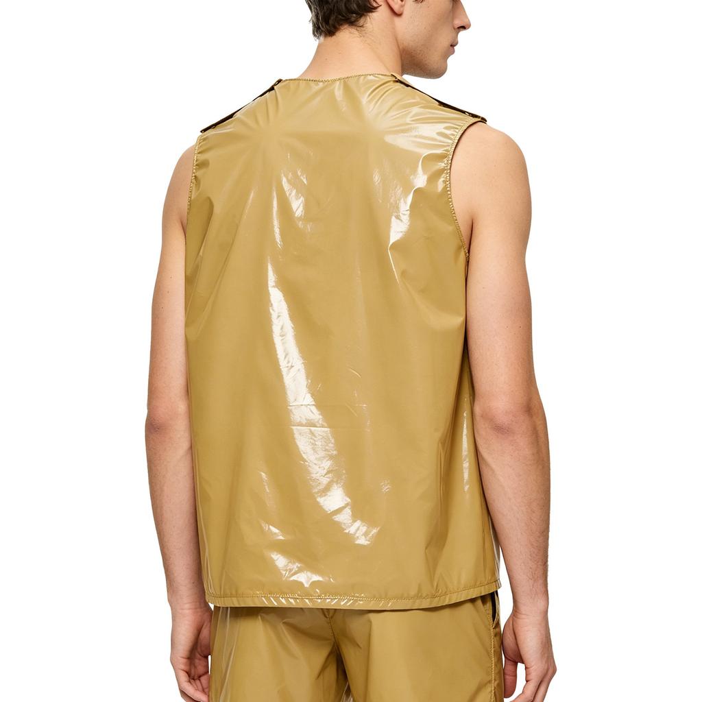 S-3XL Men Vinyl Waterproof Reusable Tank Top Round Neck Sleeveless Press Buttons At Shoulder and Sides for Gymnastics Workout Exercise