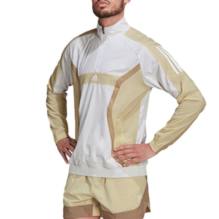 adidas Training logo Sports Half Zipper Colorblock Stand Collar Jacket White Men s HP1879 XL