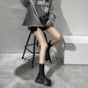 Fashion Ladies 2025 Women's Platform Chelsea Black Mid Calf Boots Pipe Autumn Winter Flat Short Leather Rubber Comfortable