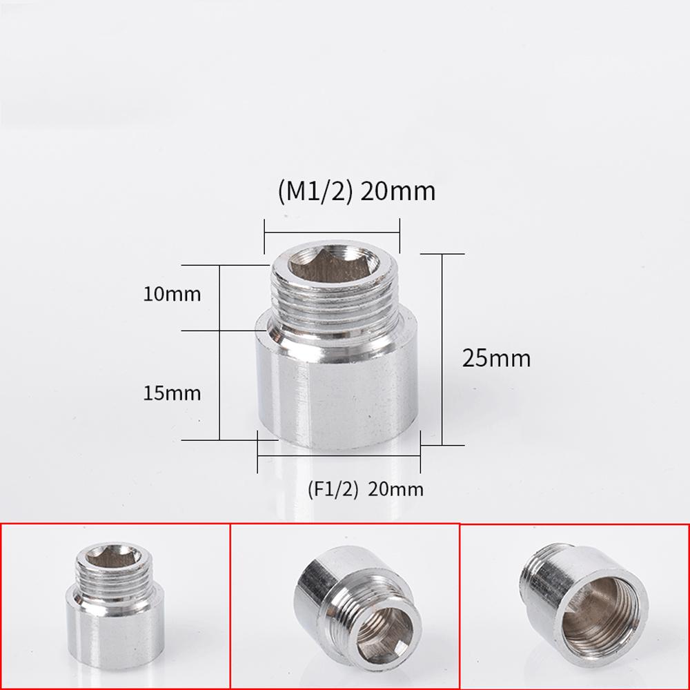 Brass 1/2 " Female To Male Stainless Steel Thickened Extension Joint Lengthened Hexagonal Extension Direct Chrome Plating Brass
