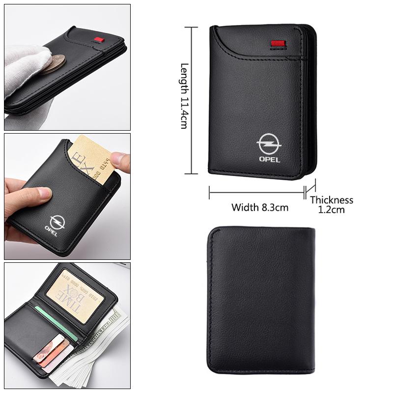 Car Emblem Soft Wallet Leather Mini Credit Card Purse Portable Small Wallet For Opel Astra H Insignia Mokka Zafira Corsa Vectra