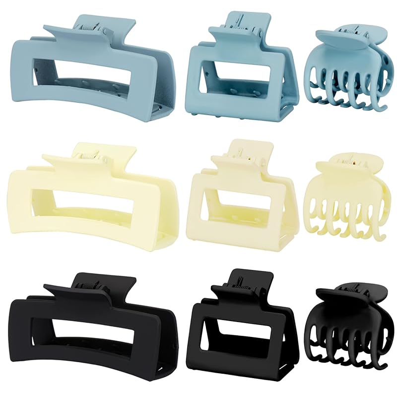 Mehayi 9 PCS Matte Hair Clips Claw for Women Girls, 3 Styles Nonslip Small Hold Strong Hold Cute Jaw Clip Barrettes for Thick Thin Long Short Hair, Type E