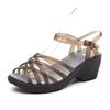 2025 summer wedge heel jelly shoes women's plastic sandals crystal plastic platform beach shoes women's fish mouth hole sandals