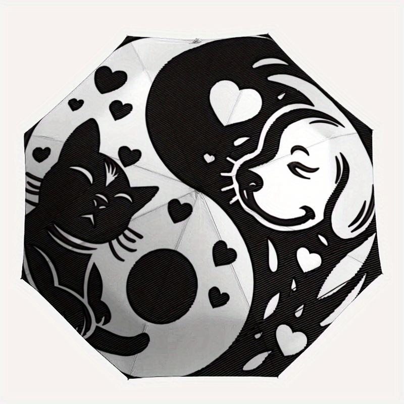 

1pc Cat, Dog Pattern Automatic Open/Close Umbrella, Umbrella with cartoon Design, Portable Compact Umbrella for Men & Women, Good Holiday Gi