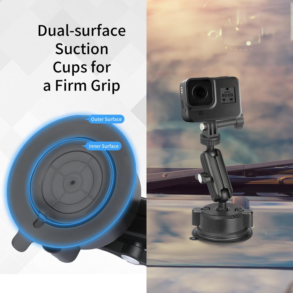 K01LP Para GoPro Haste de Extensão Suporte de Ventosa Suporte Câmera de Ação Carro Casa Suporte